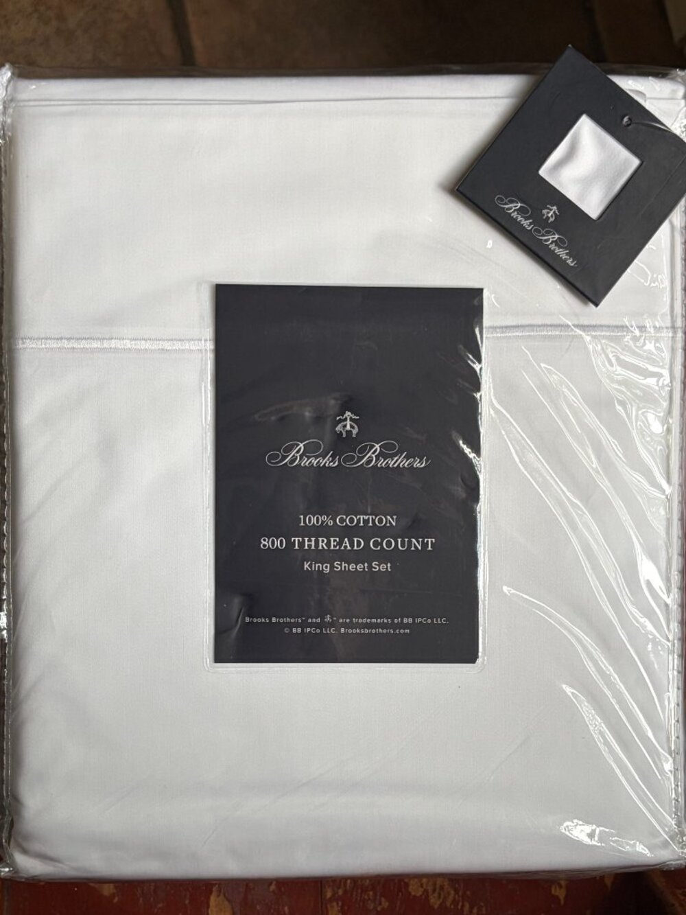 New Brooks Brothers 800 Thread Count King Size Cotton Sheet Set BRIGHT WHITE